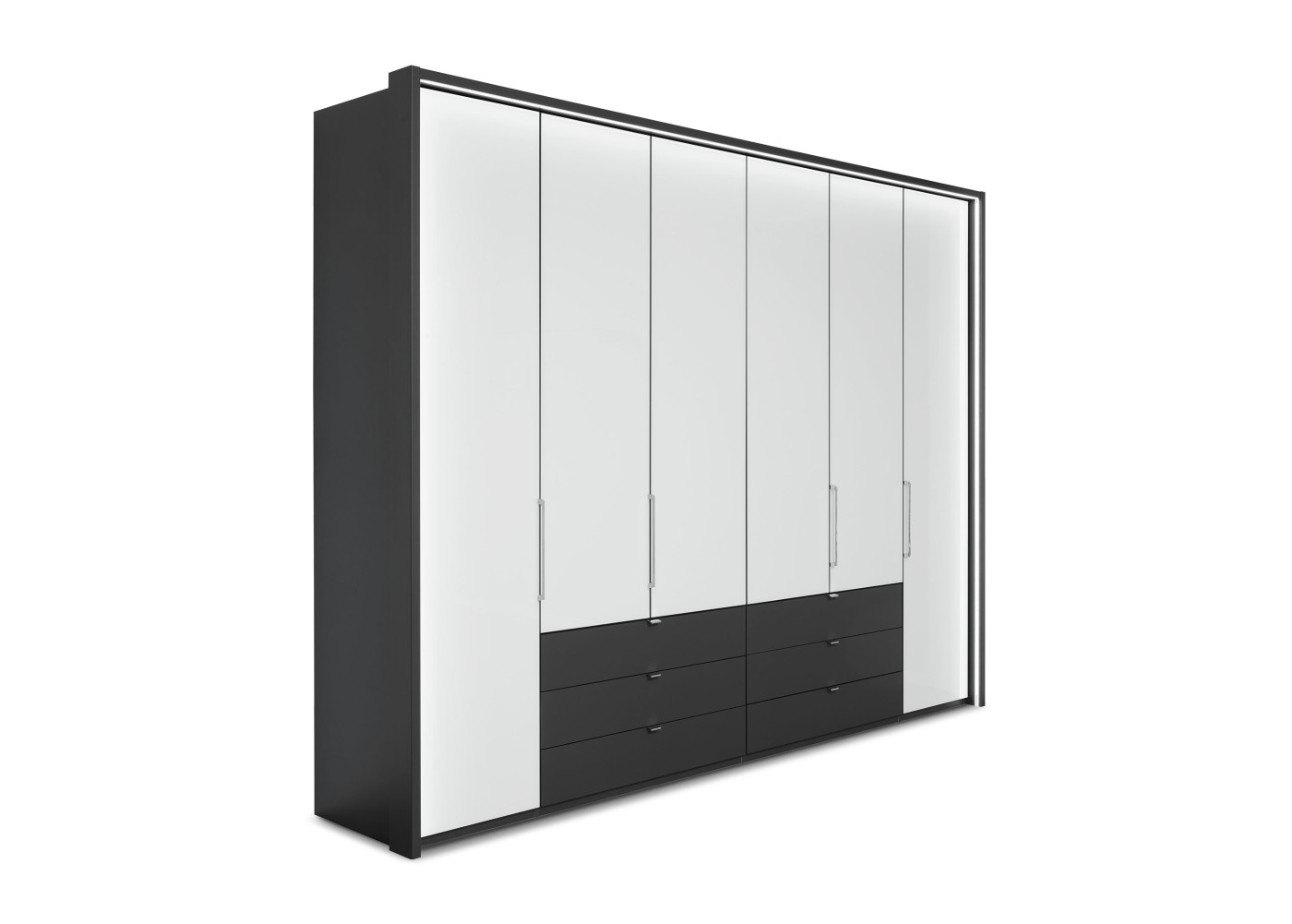 Funktions-Falttürenschrank CLIVO in Glas weiß