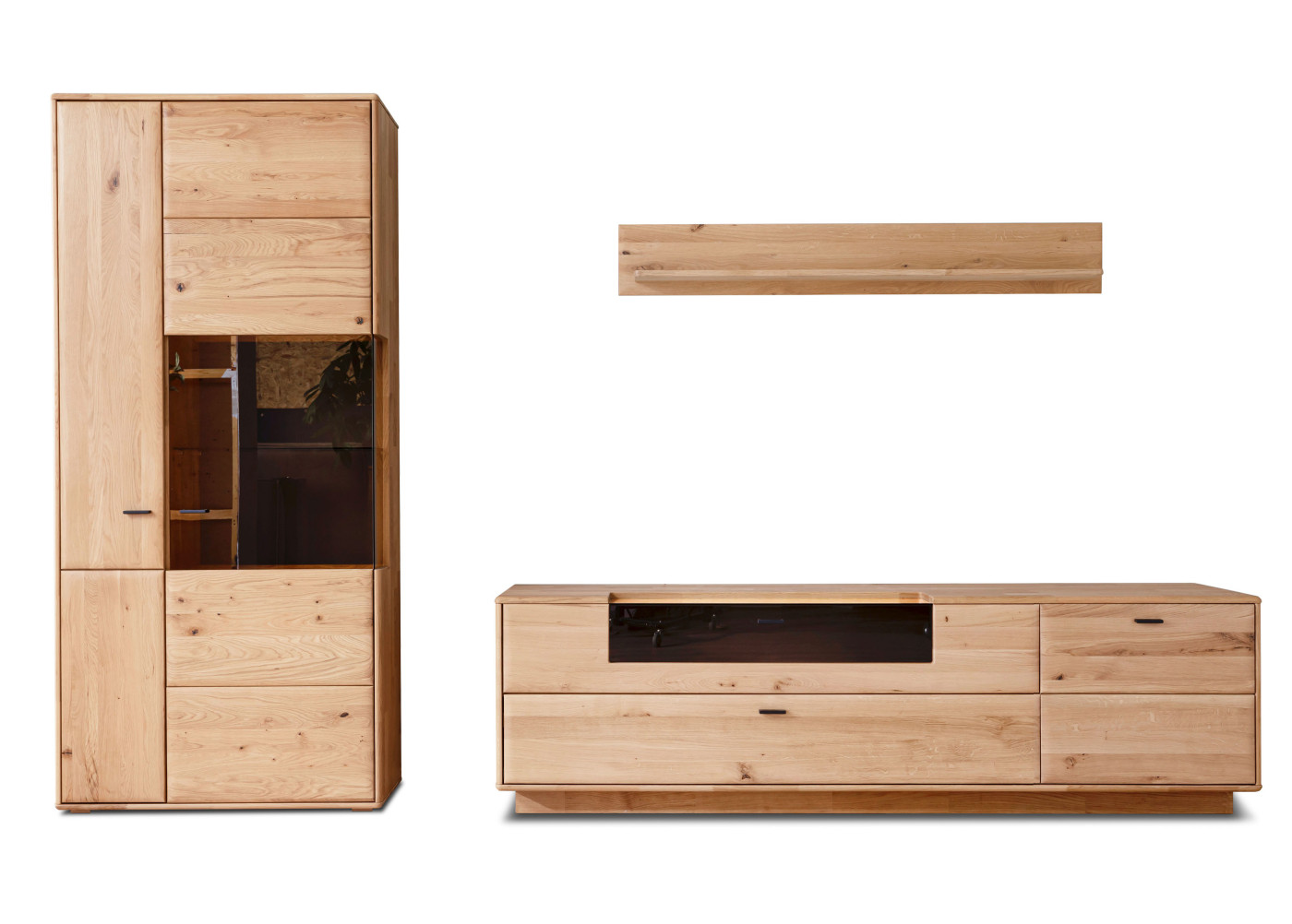 Wohnkombination W01 Minoma in Ast/Balkeneiche, anthrazit, Titan