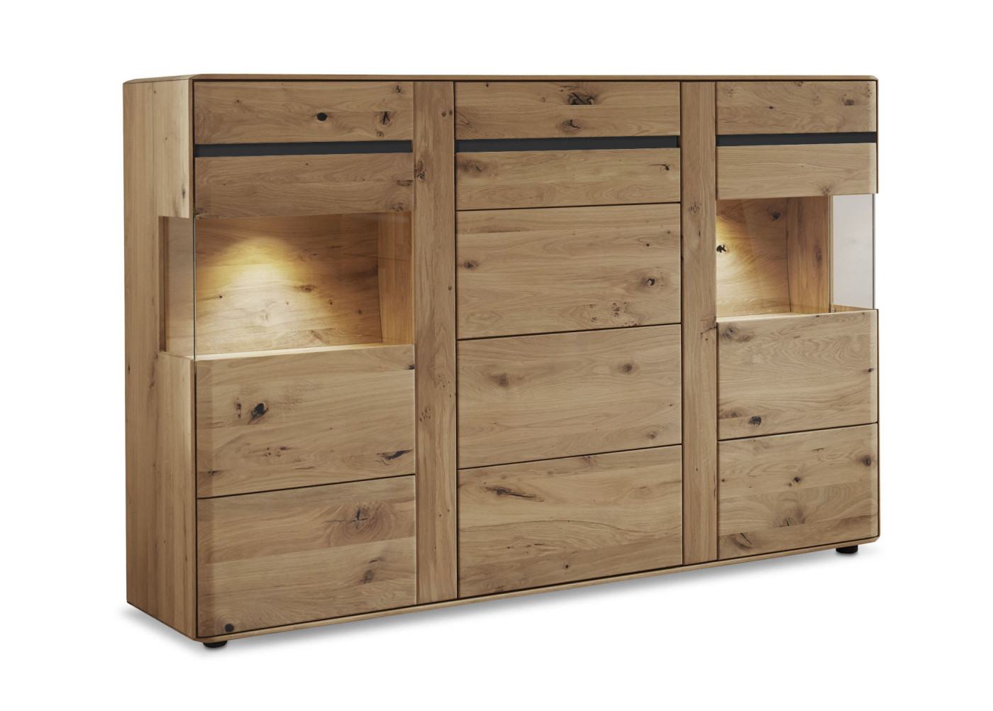 Highboard  DANORA PLUS in Asteiche massiv, bianco geölt