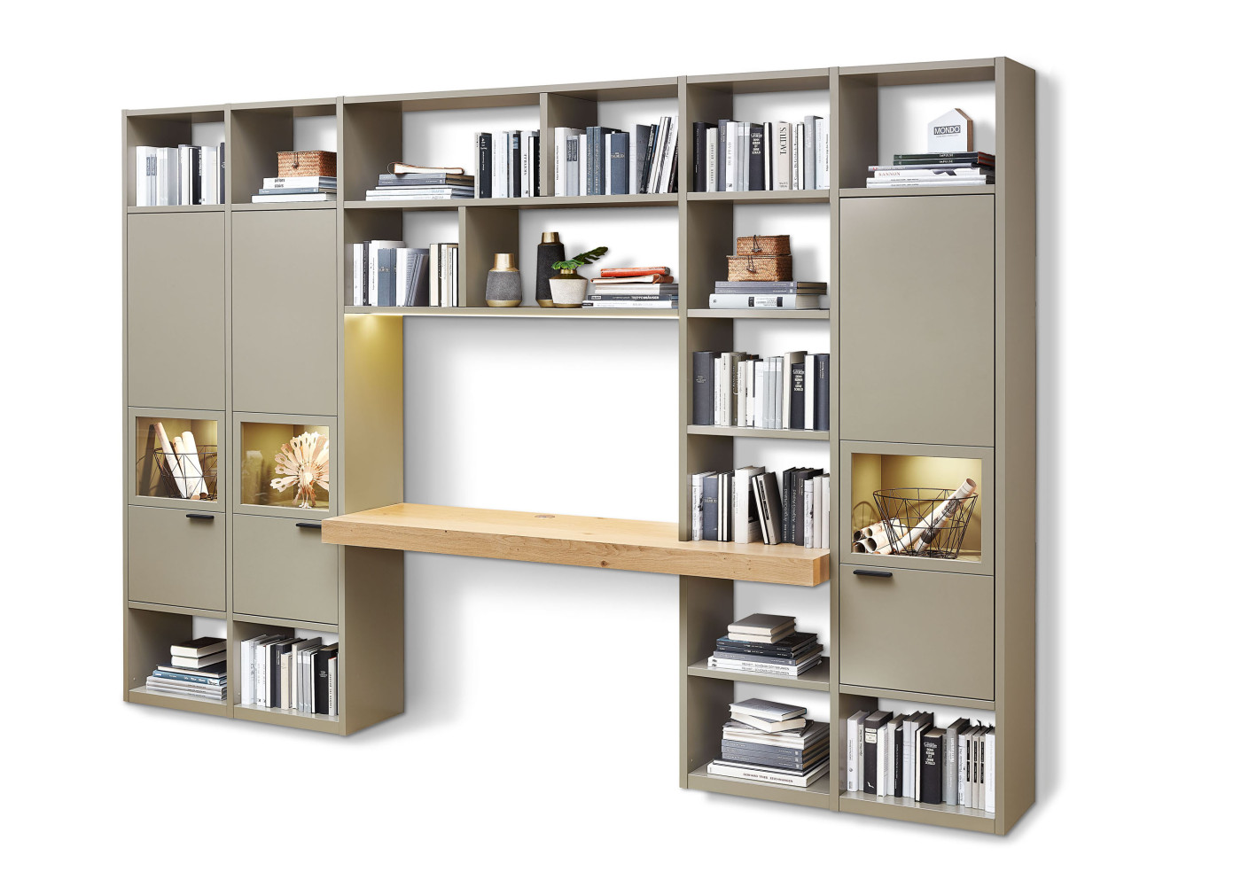 Regalkombination ARTIST in Lack olivegrau, Asteiche