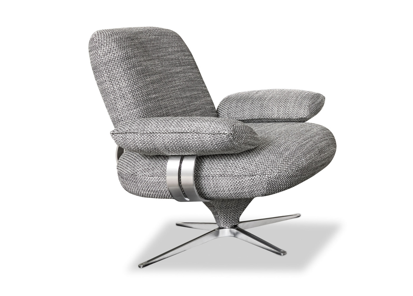 Sessel CRESPA in schwarz/weiß, nickel satiniert