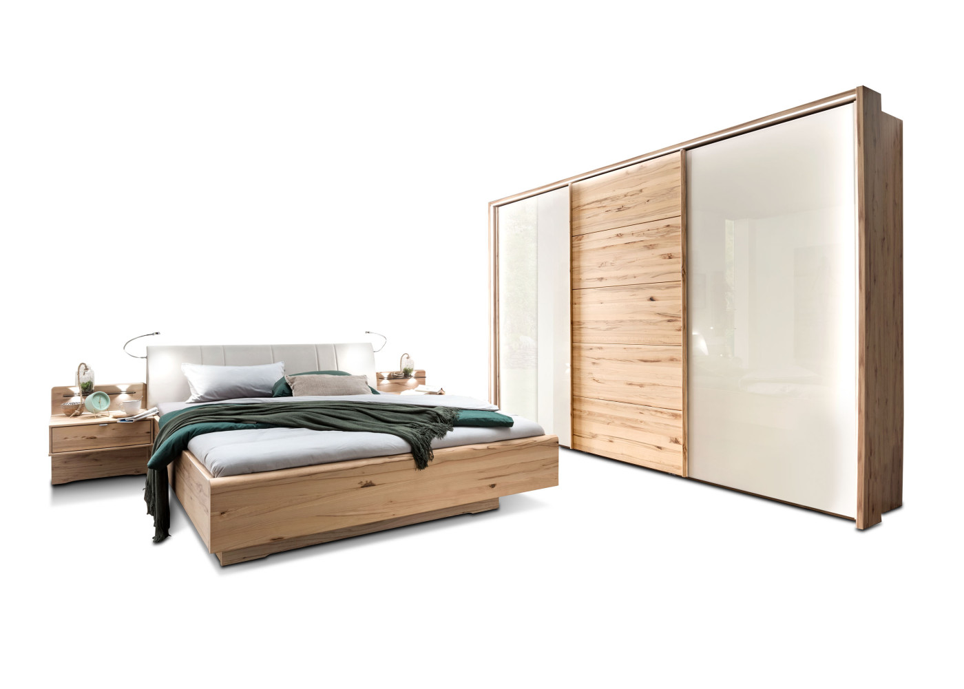 Schlafzimmer AREZZO in eiche bianco - champagner