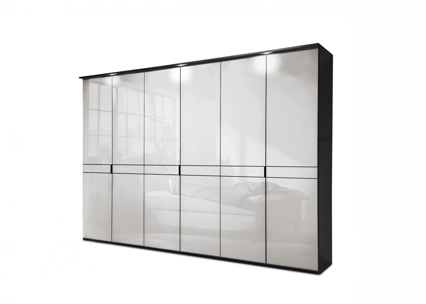 Drehtürenschrank Mindia in Glas Seidengrau