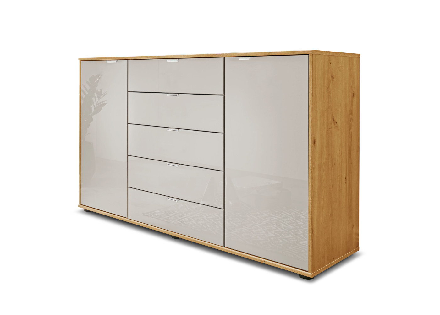 Kommode CLIVO in bianco eiche - champagner