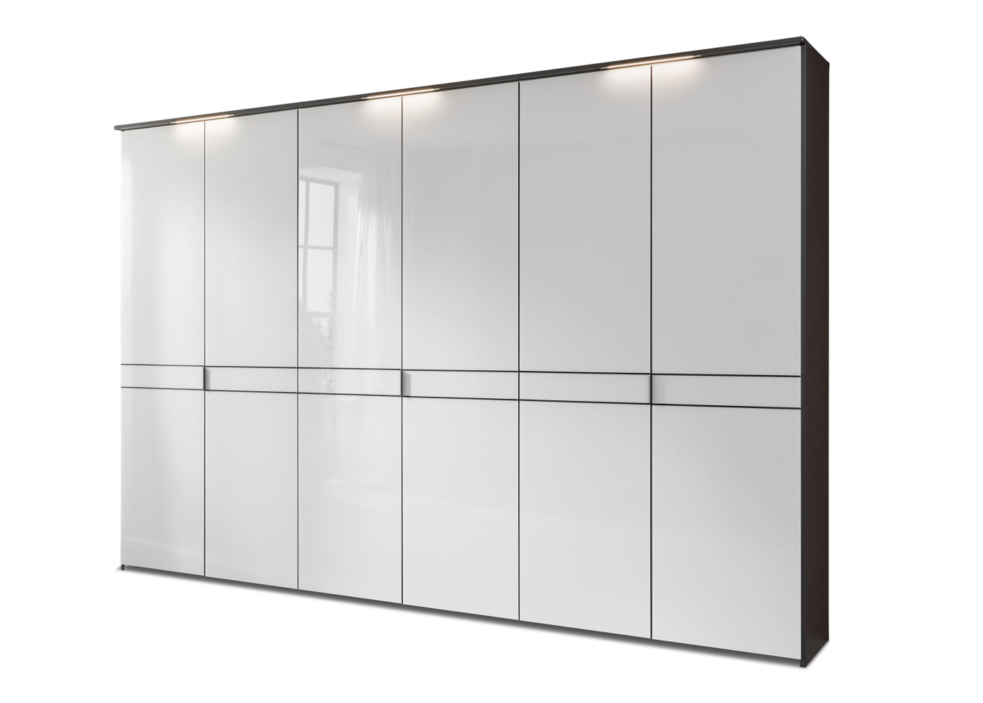 Drehtürenschrank Mindia in Glas Seidengrau