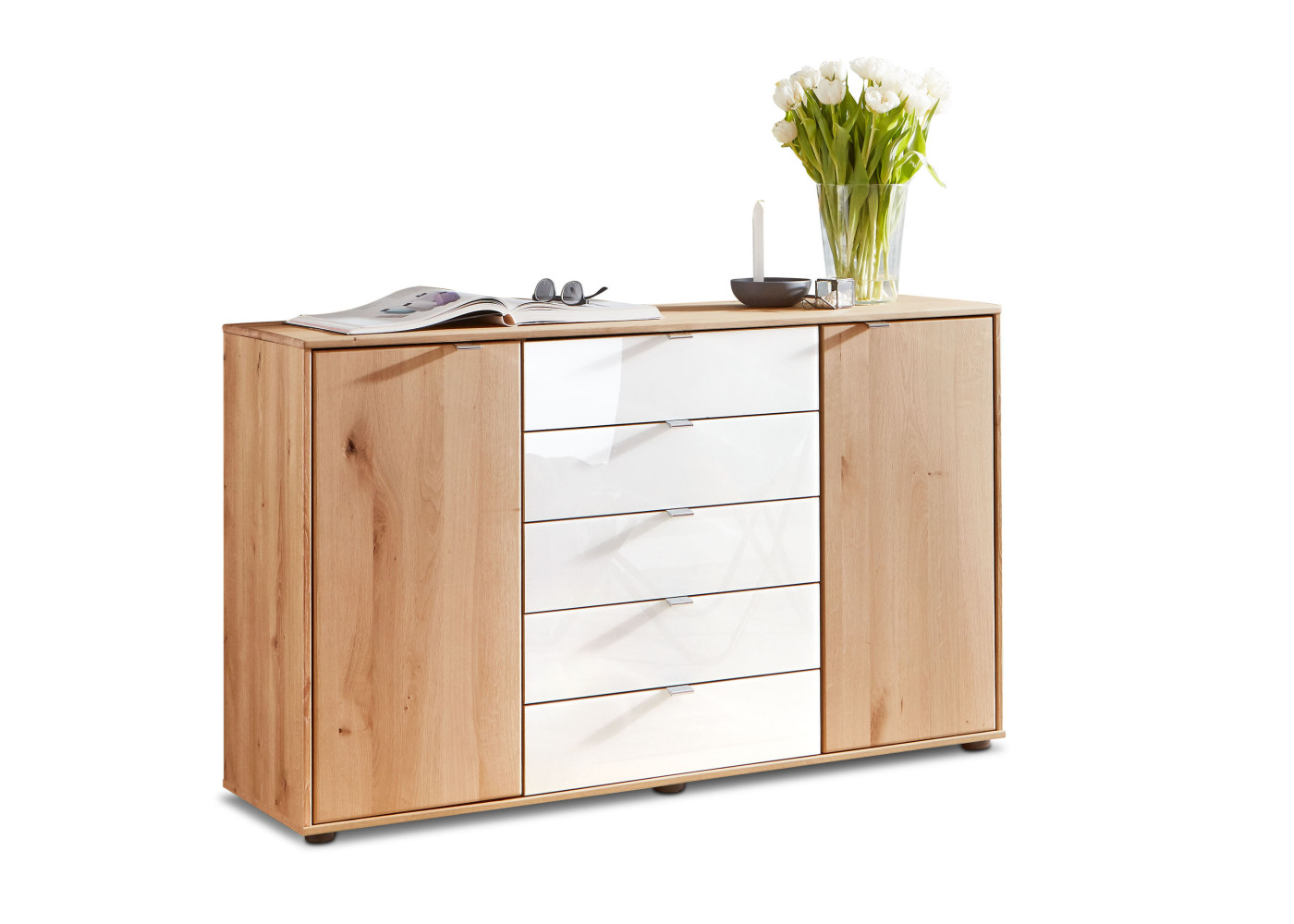 Kombikommode AREZZO in Eiche bianco - champagner