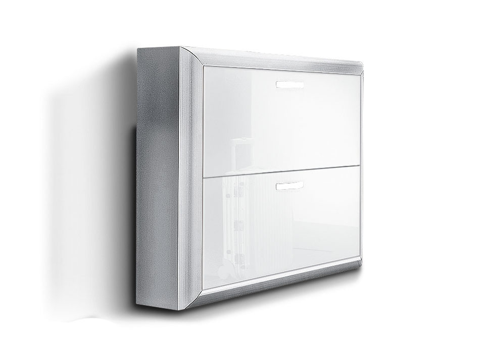 Schuhschrank ENTRY in weiß - alu natur