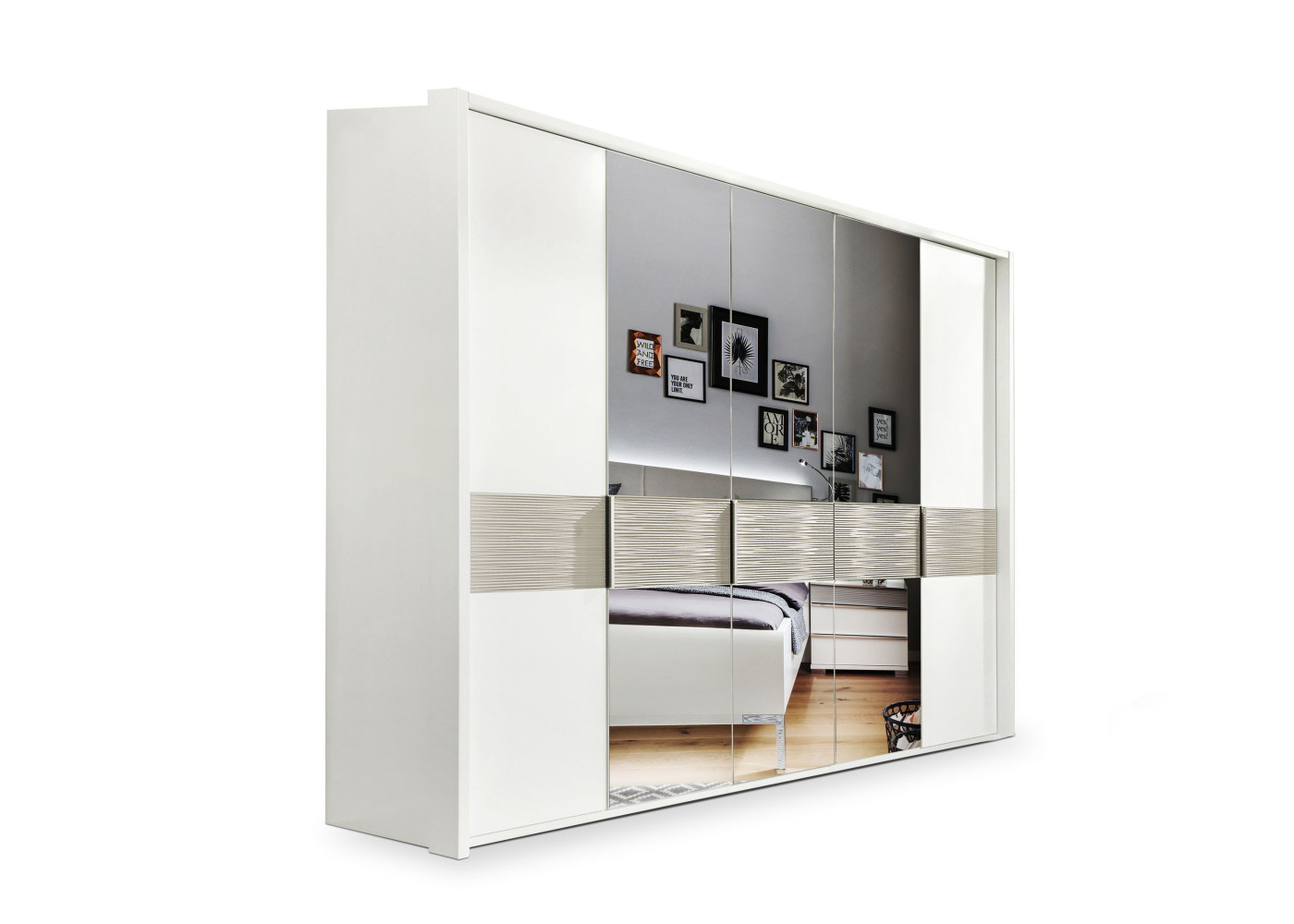 Drehtürenschrank CASSANO PLUS in havanna-kieselgrau, parasol bronze