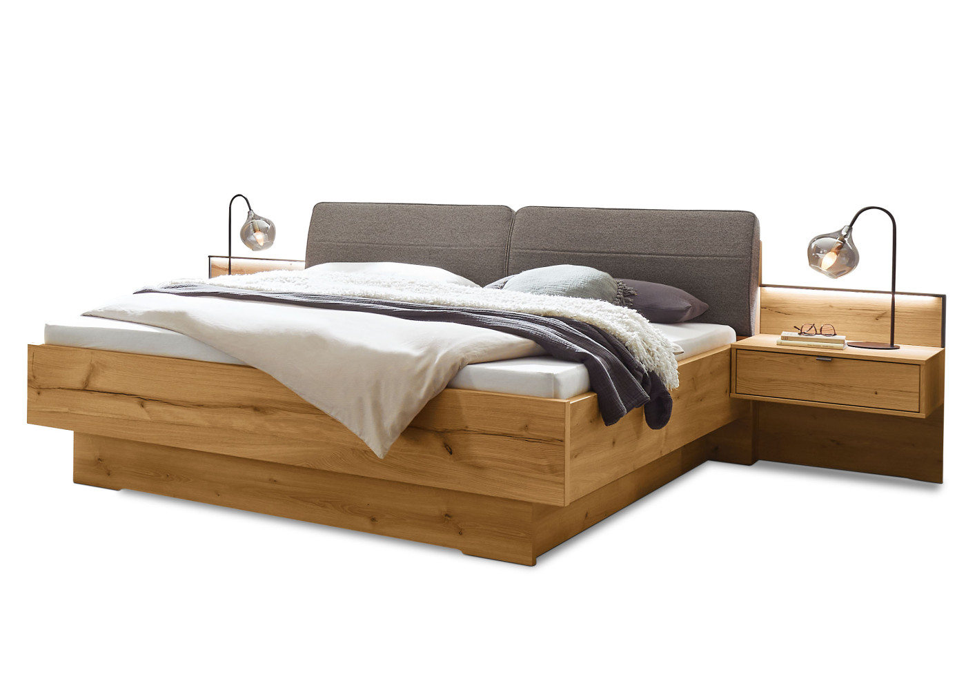 Futonbett mit Bettschubkasten Laccato in braun