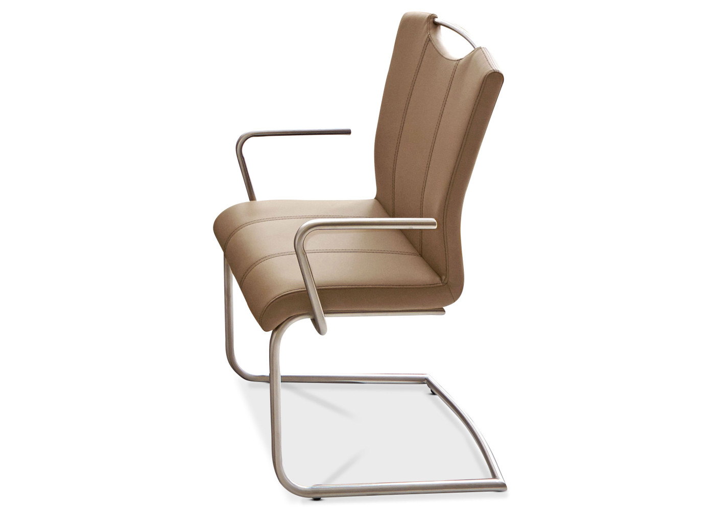 Freischwinger mit Armlehne AMATI in taupe