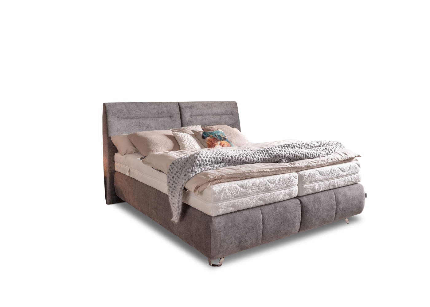 Boxspringbett SUPREME COMFORT in dunkelgrau, hellgrau