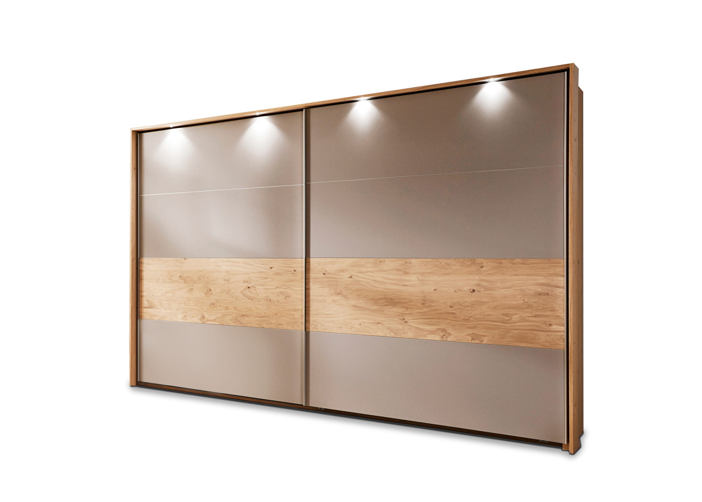 Schwebetürenschrank AMADO in Balkeneiche - taupe