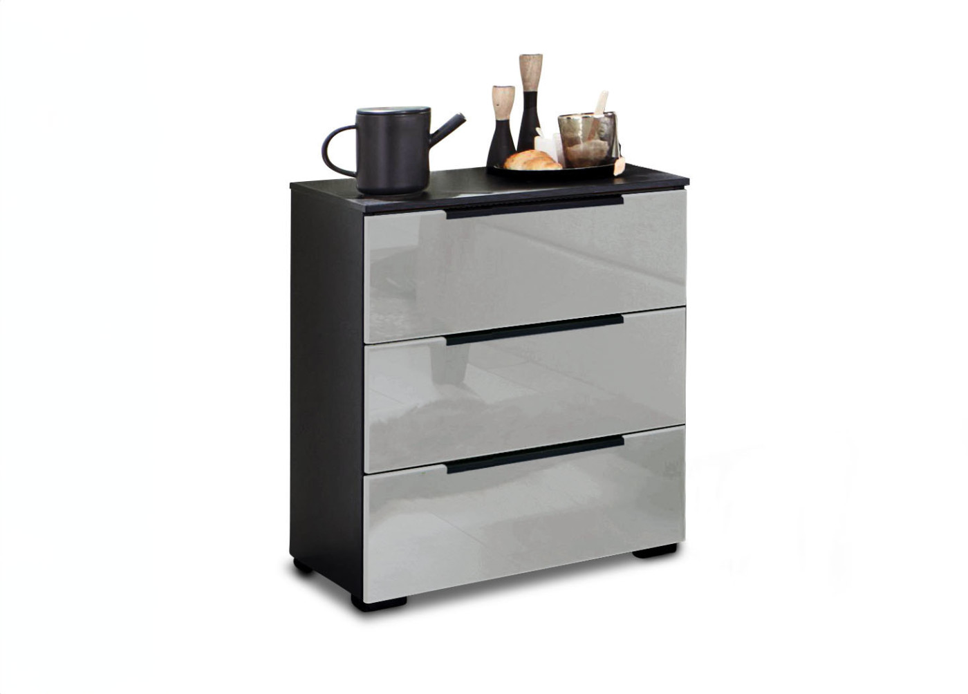 Konsole 3 Schubkästen Mindia in Glas Seidengrau