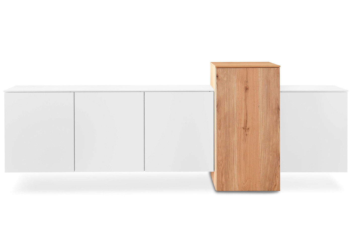 Sideboard AKINO in Nativ Oak, Sunta weiß Premium matt