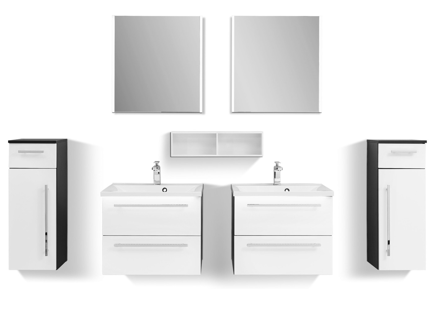 Badkombination GLOSS in edelweiß/cosmos grey matt