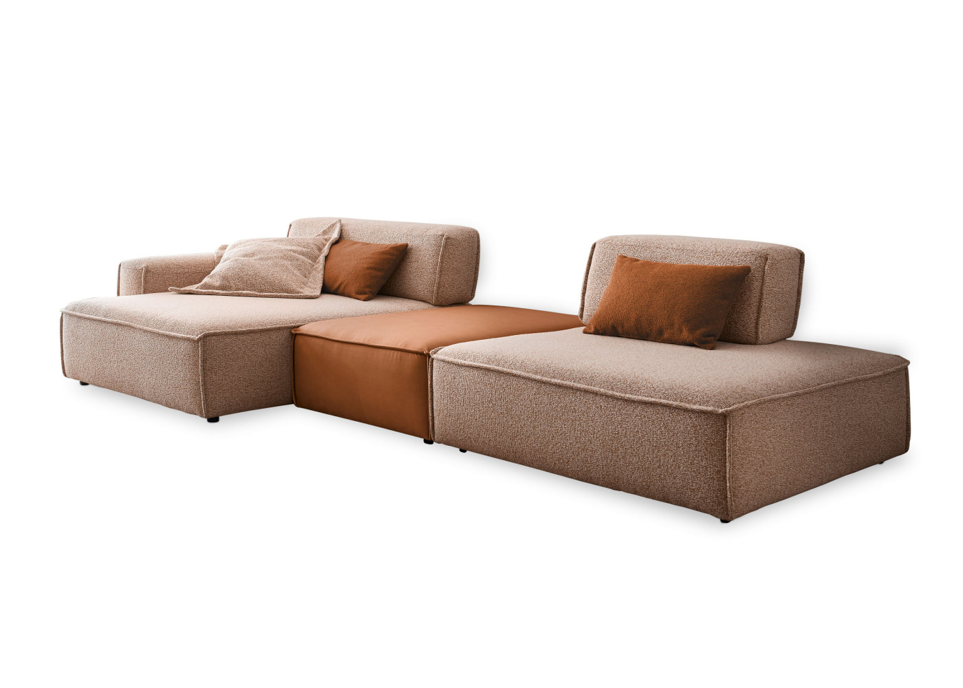 Longchairgarnitur FELISSO in rusty melange, brandy