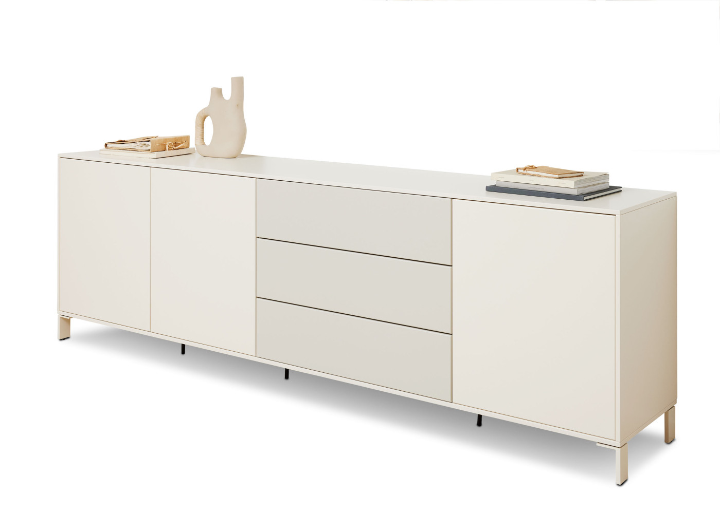 Sideboard  DIAMO in Lack wollweiß/Lack seidengrau