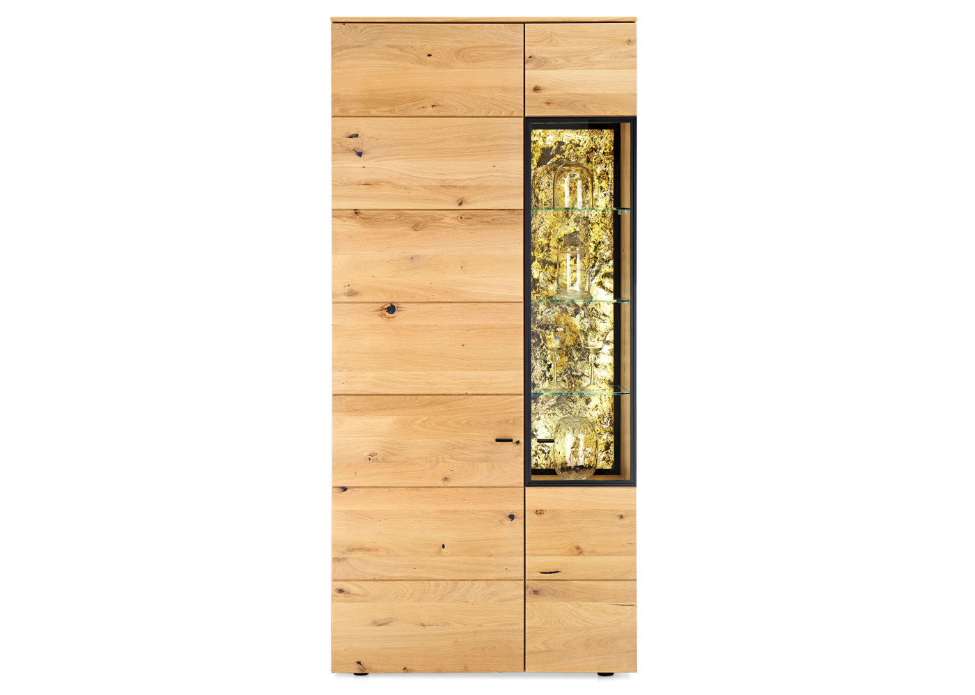 Vitrine NANDUR in Asteiche, Transluzenta Schiefer