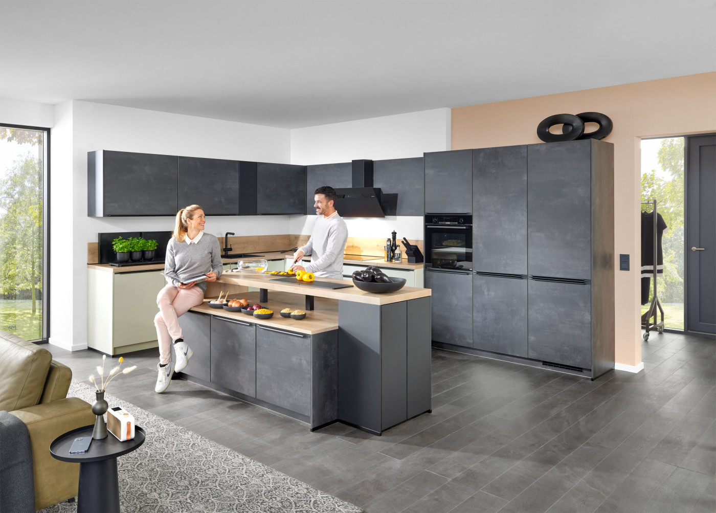 Inselküche LENZEN in Vulkangrau